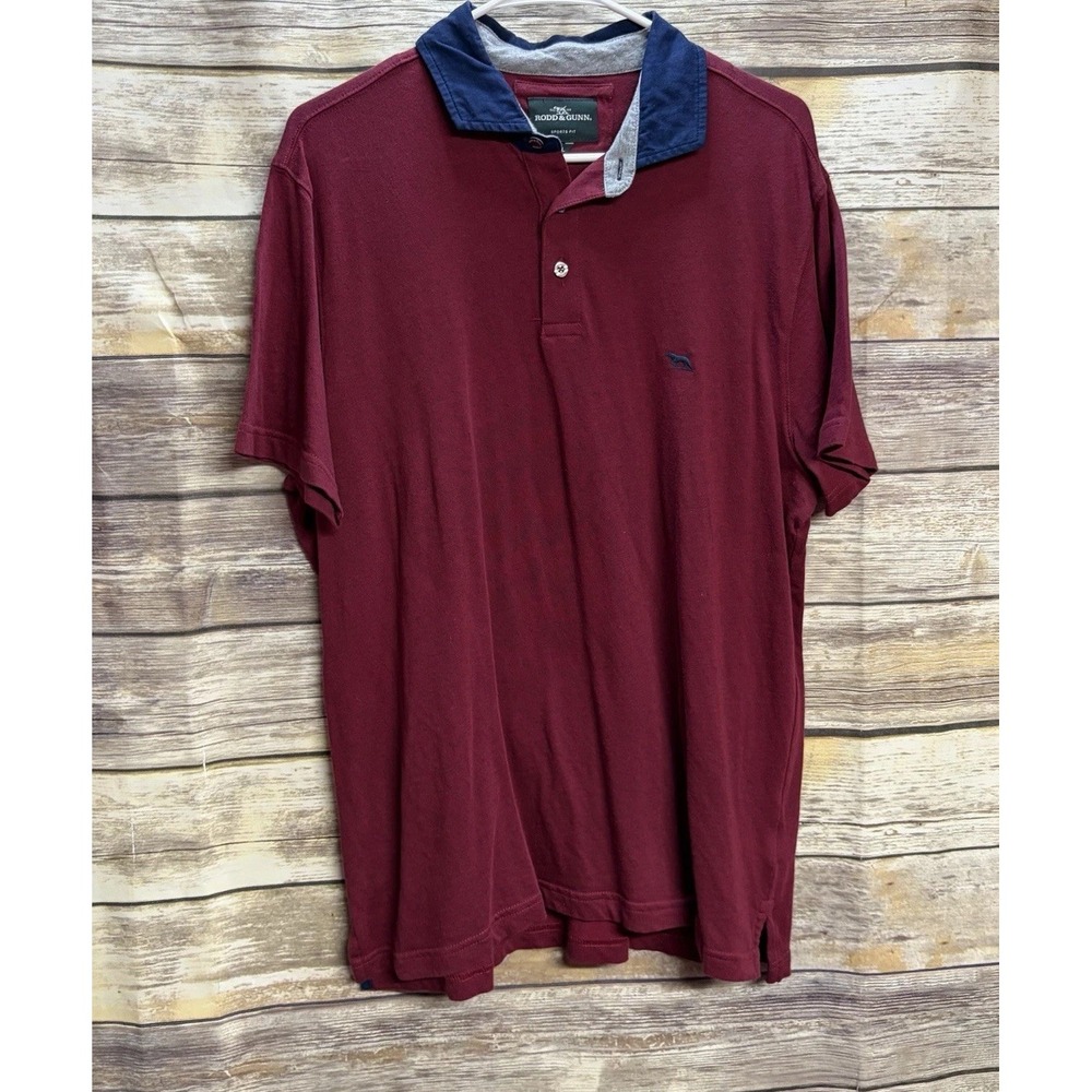 Rodd & Gunn Mens Large Short Sleeve Burgundy Polo Shirt 100% Australian Cotton